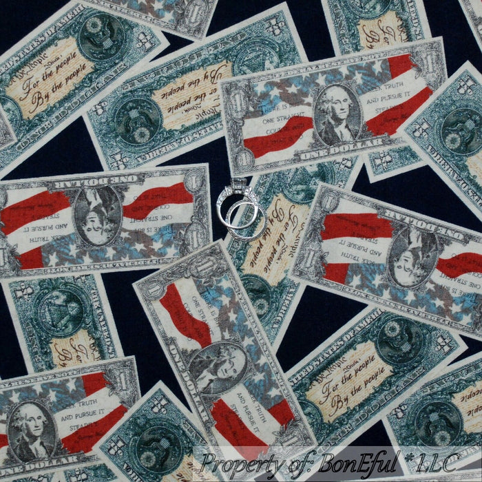 Cotton Fabric BTY USA Currency Money George Washington Dollar Bill