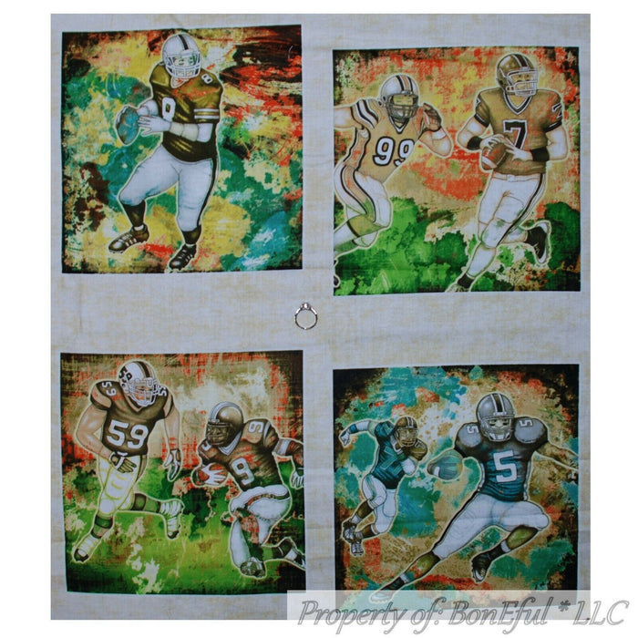 Cotton Fabric Panel Brown USA Applique 9" Square Football Boy Sport