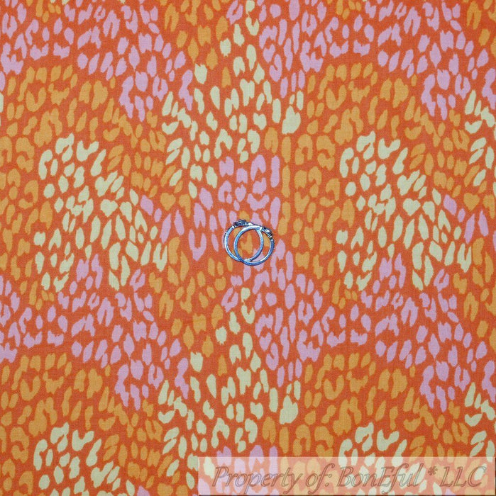 Cotton Fabric BTY Orange Pink Leopard Cheetah Skin Print Jungle Wild Animal