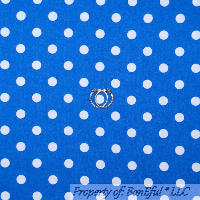 Cotton Fabric BTY Blue Royal Small Polka Dot Stripe
