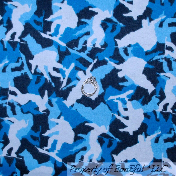 Flannel Fabric BTY Blue Camo Scenic Snowboard Skateboard Sports