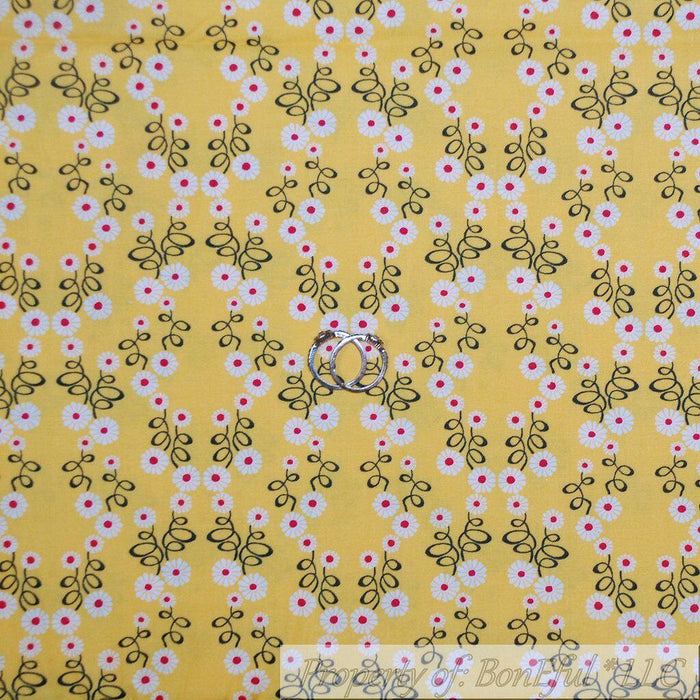 Cotton Fabric BTY Yellow White Daisy Small Flower Garden Gypsy BOHO