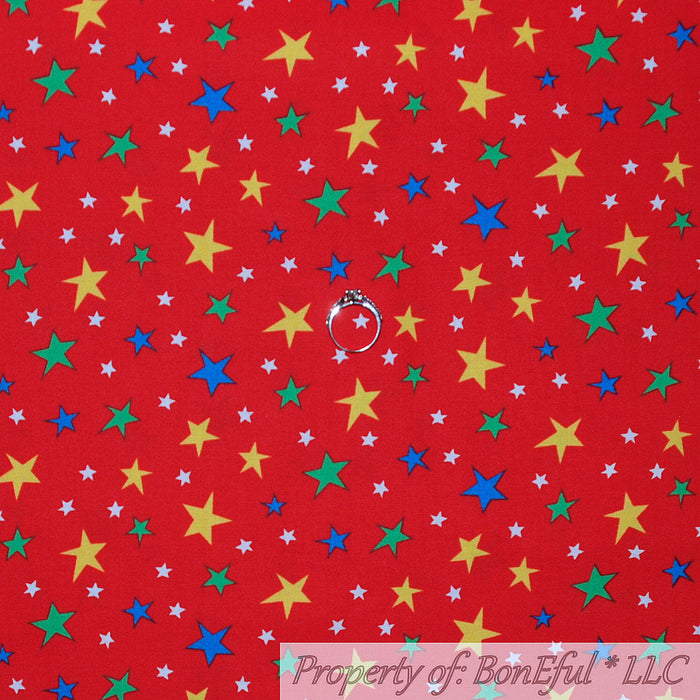 Cotton Fabric HY Red Primary Color Tiny Star Calico Kid Baby