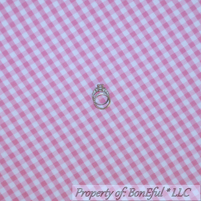 Flannel Fabric BTY Pink White Calico Gingham Check
