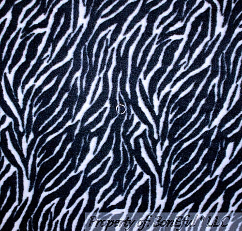 Fleece Fabric HY B&W Black White Zebra Skin Print Stripe