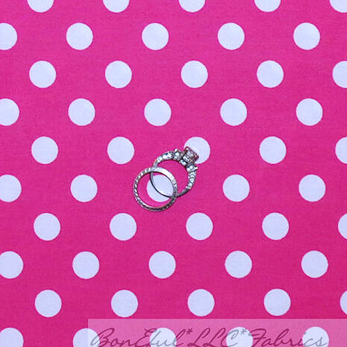 Cotton Fabric BTY Pink White Festive Polka Dot GIRL Stripe