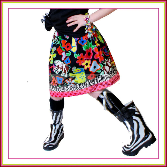 Boutique Girls Size 3/4/5 Rainbow Animal Flower Skirt