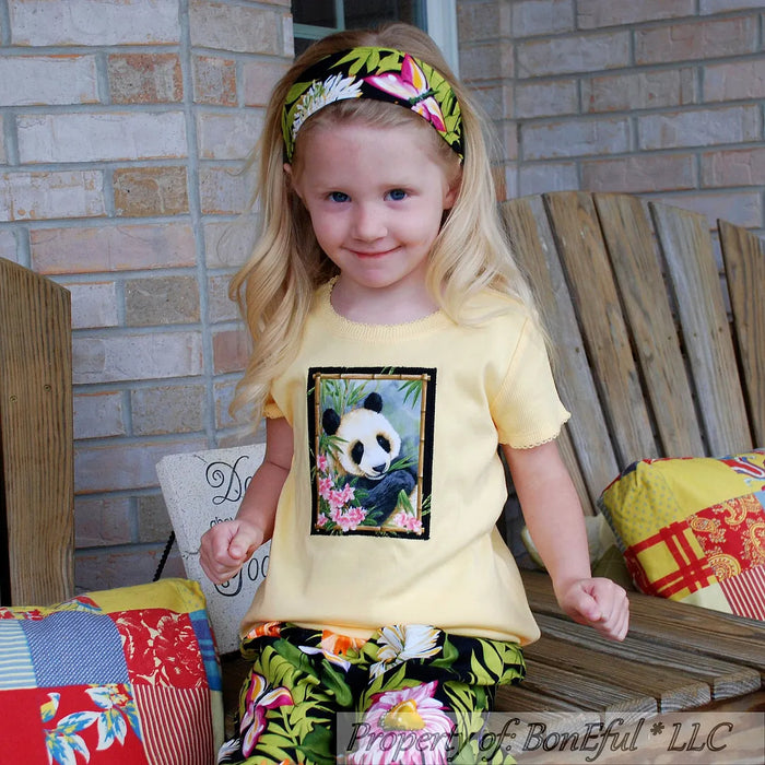 Boutique Girls Size 6 6X Panda Animal Tropical Floral Outfit 3 Piece Set